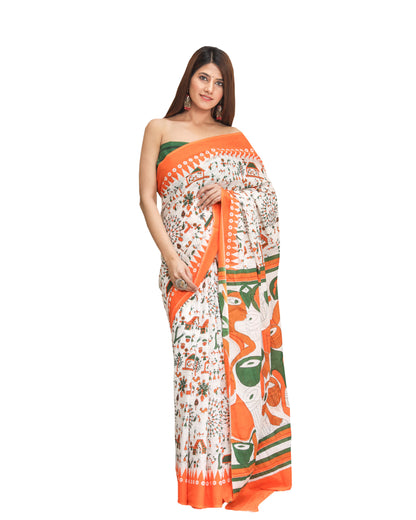 Printed Pure Cotton Mulmul Saree With Blouse