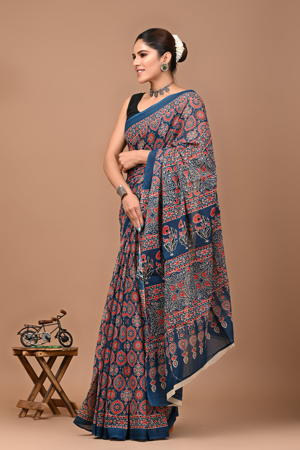 Printed Pure Cotton Mulmul Saree With Blouse