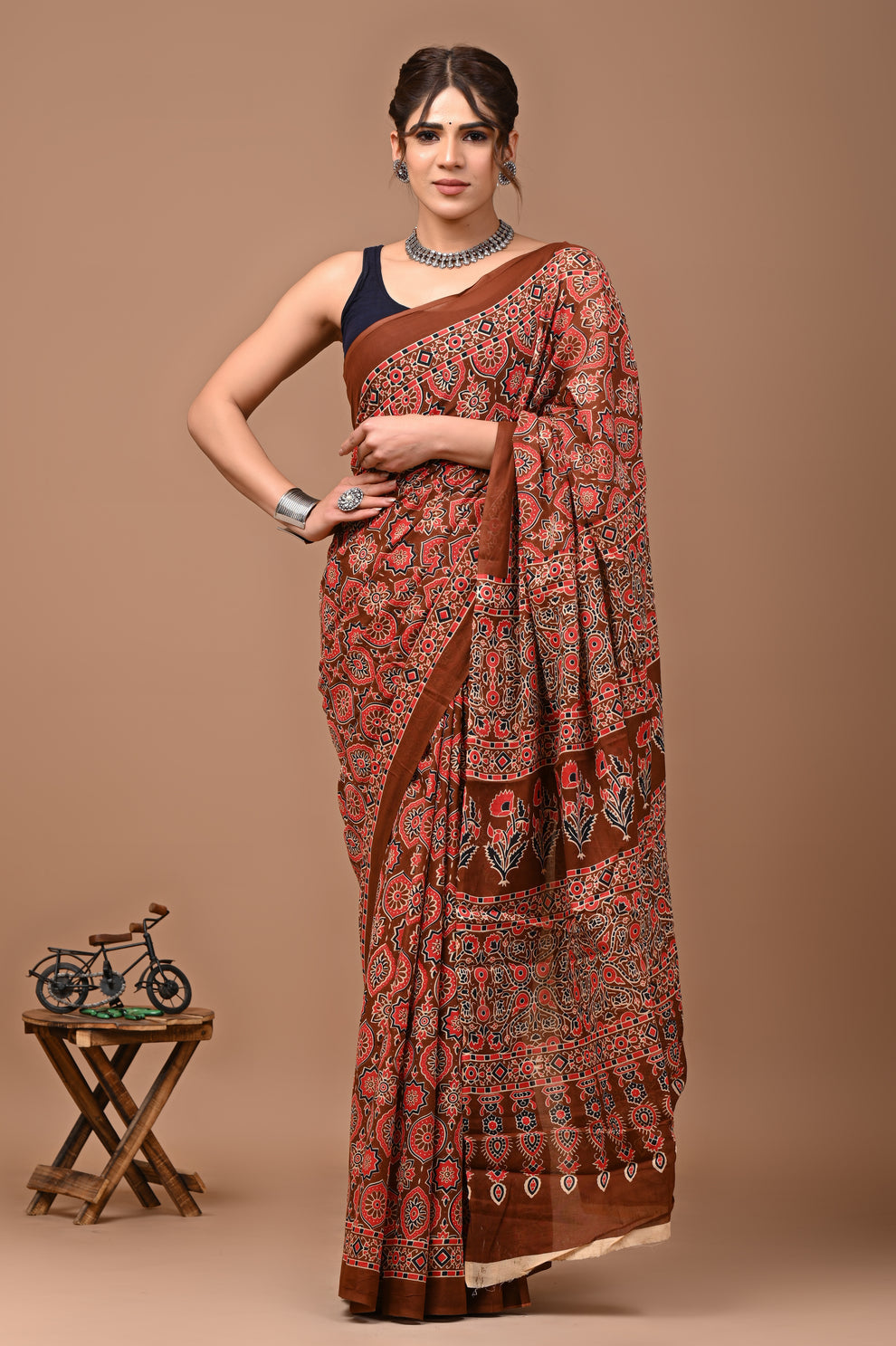 Printed Pure Cotton Mulmul Saree With Blouse