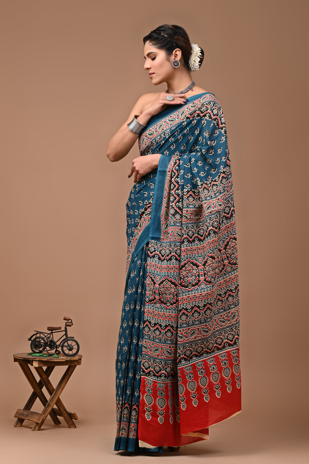 Printed Pure Cotton Mulmul Saree With Blouse