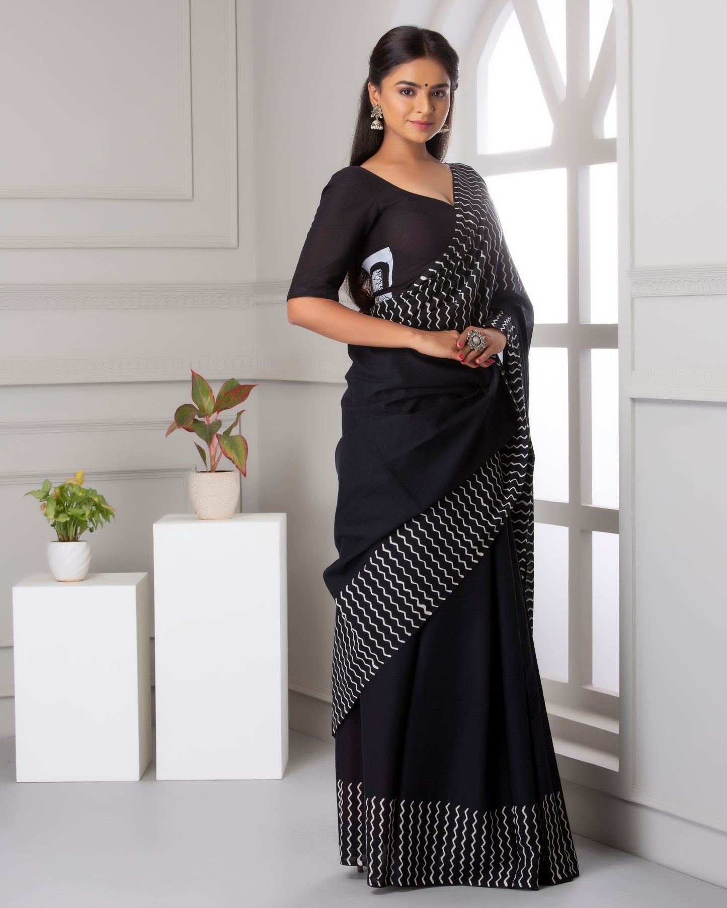 Printed Pure Cotton Mulmul Saree With Blouse