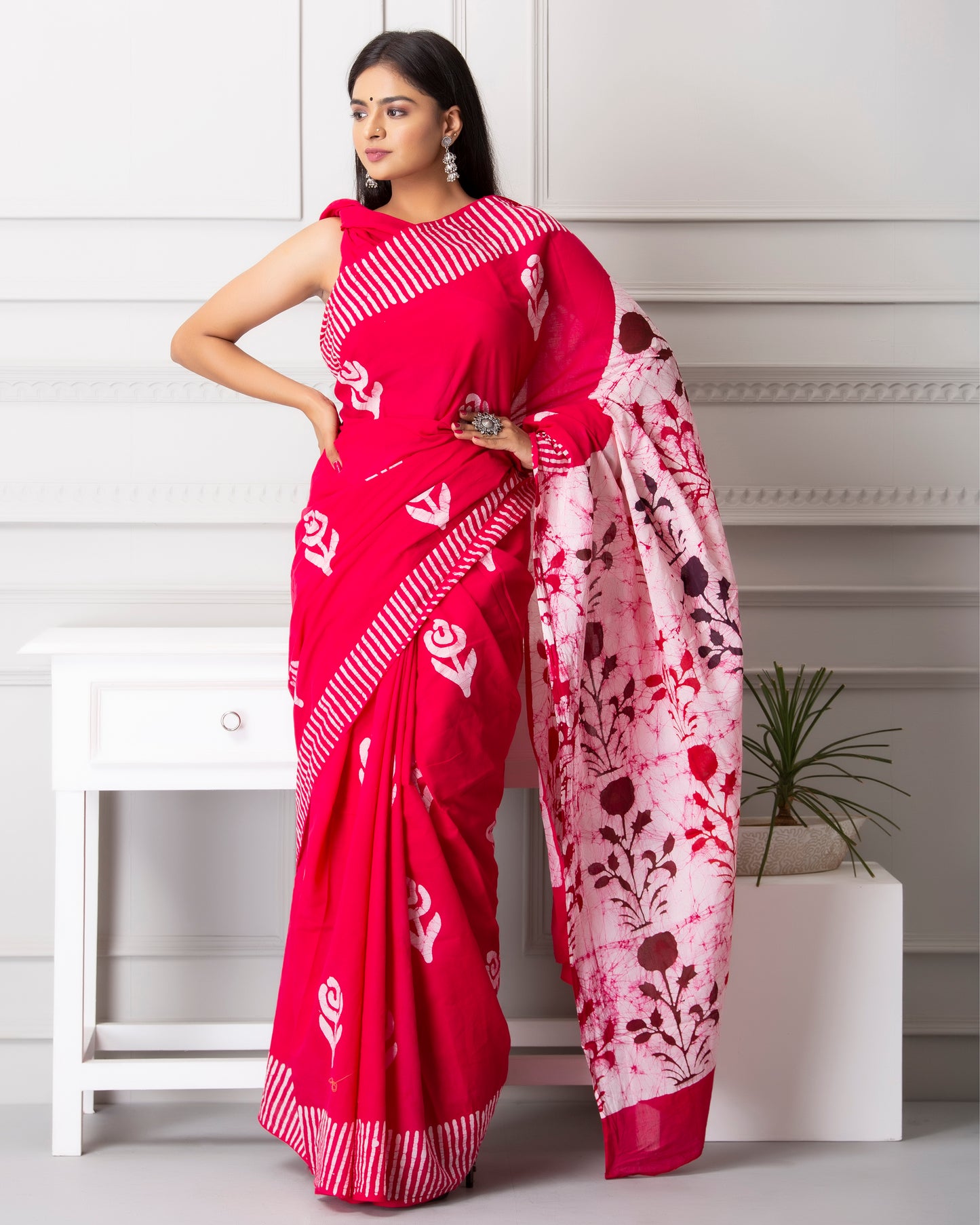 Printed Pure Cotton Mulmul Saree With Blouse