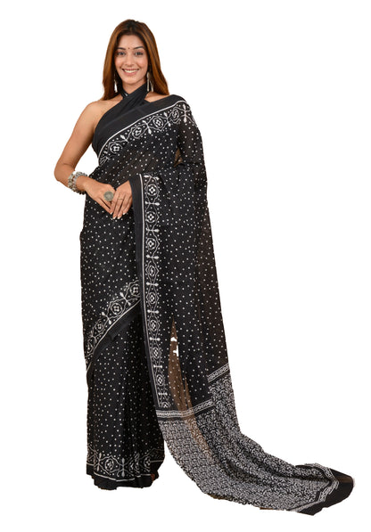 Printed Pure Cotton Mulmul Saree With Blouse