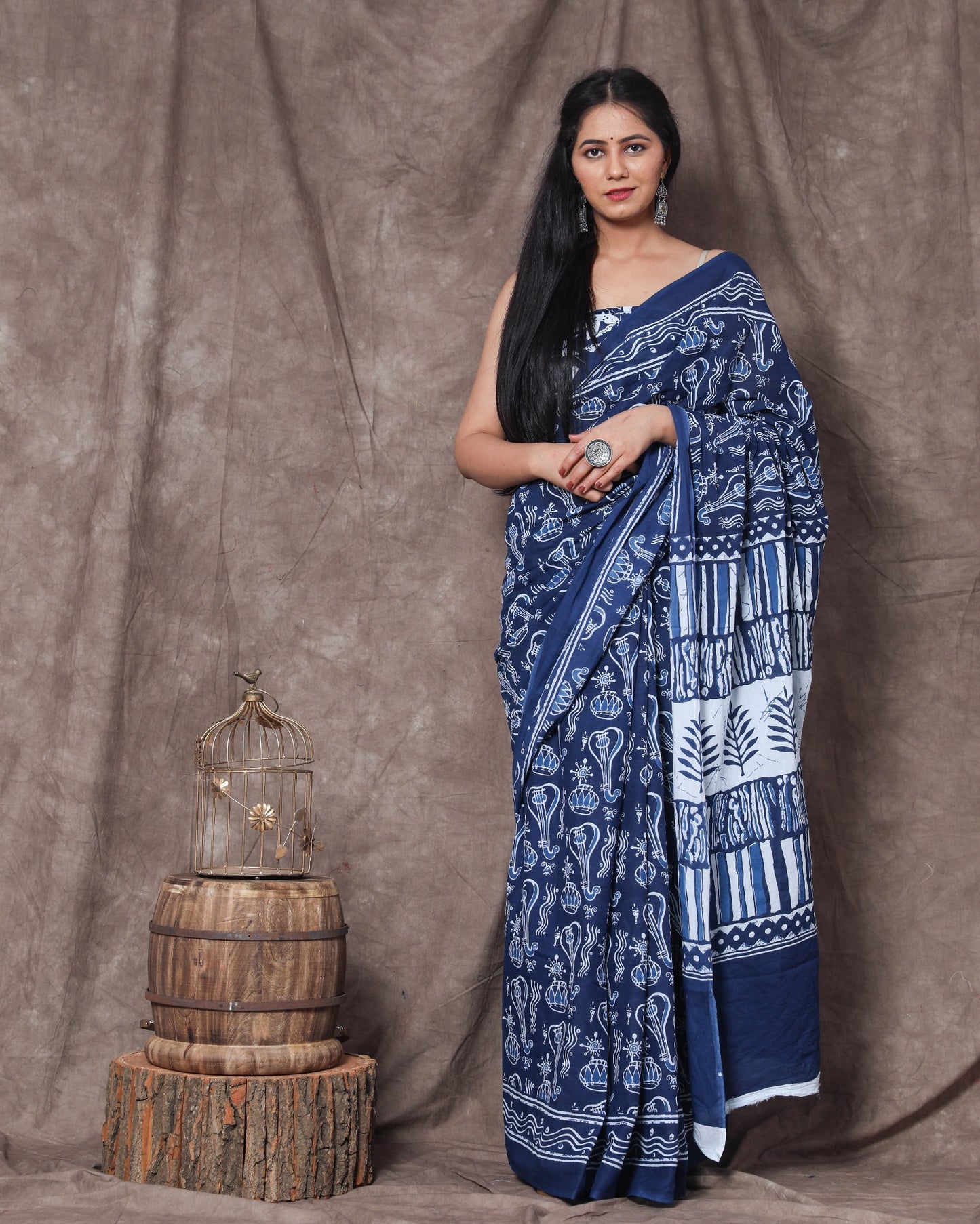 Printed Pure Cotton Mulmul Saree With Blouse