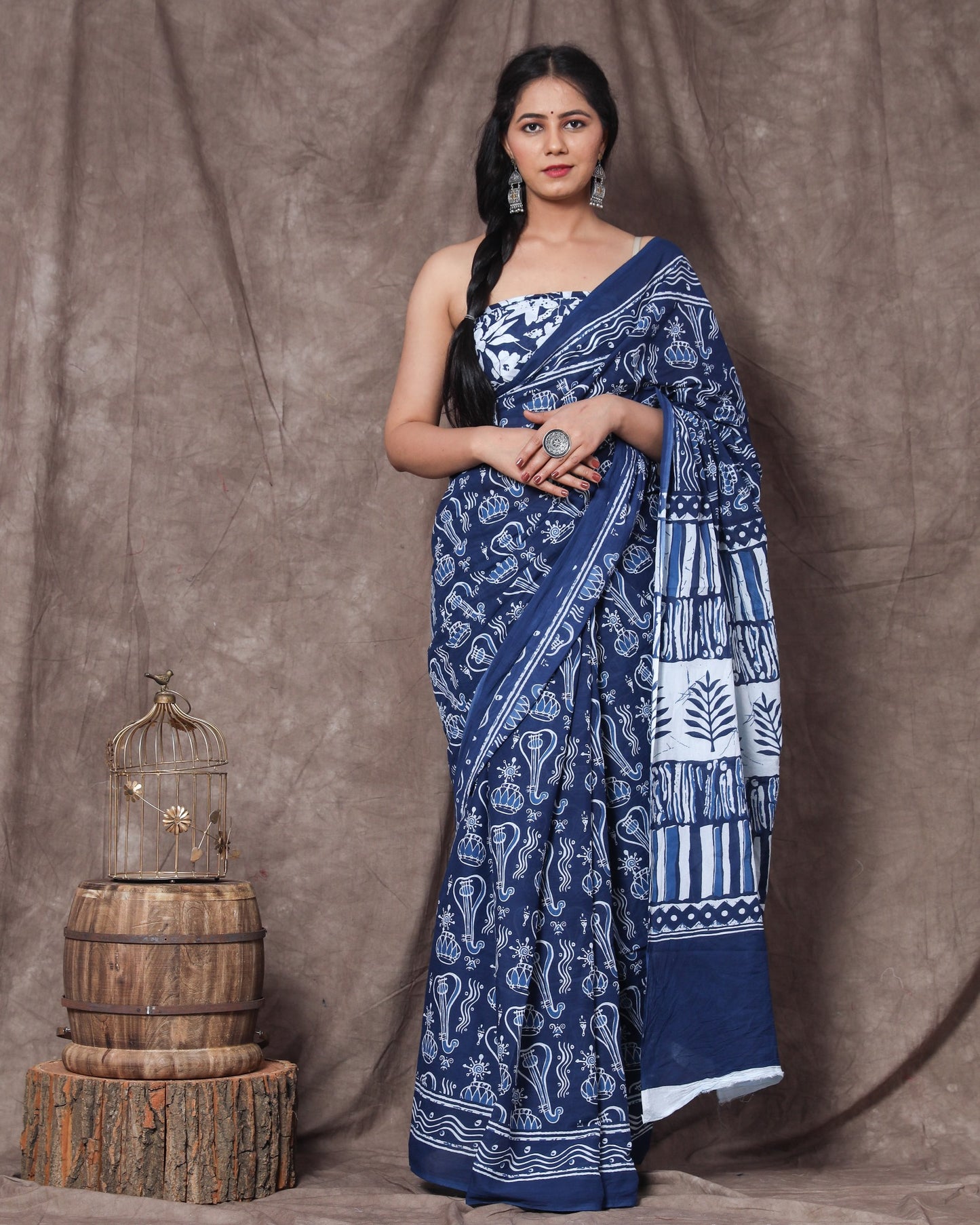 Printed Pure Cotton Mulmul Saree With Blouse