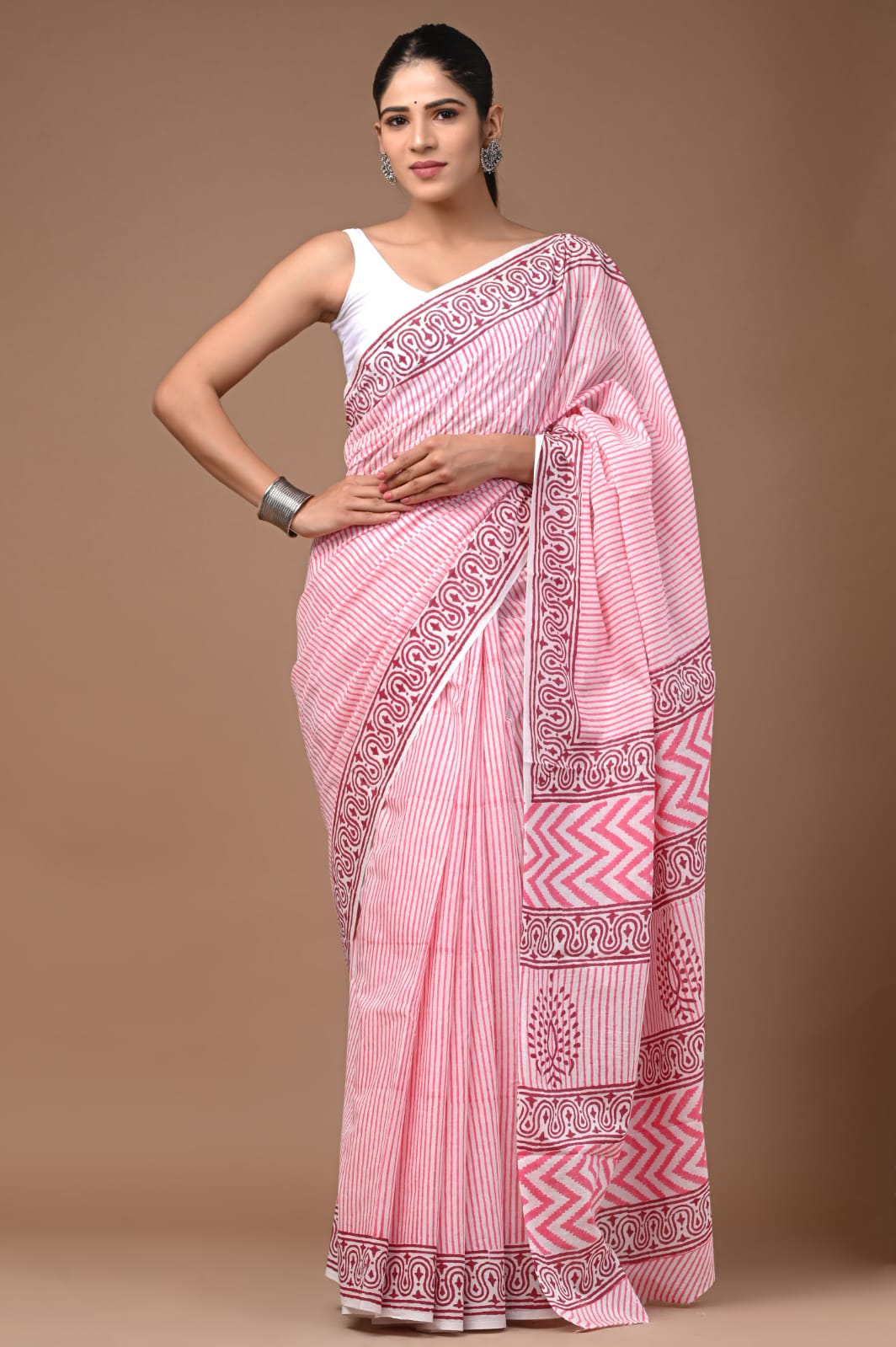 Printed Pure Cotton Mulmul Saree With Blouse