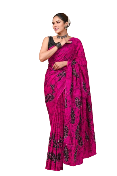 Printed Pure Cotton Mulmul Saree With Blouse